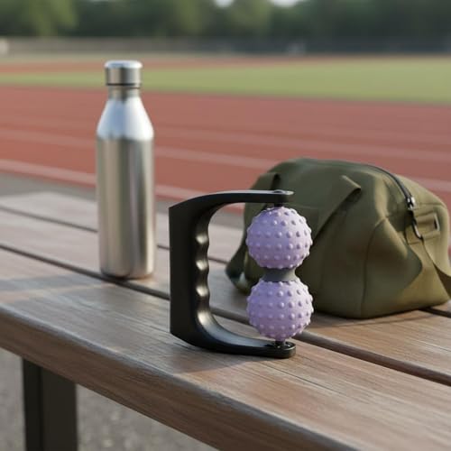 Double Ball Myofascial Release Handheld Massage Roller Portable Textured Body Roller for Athletes, Light Purple - color: Light Purple