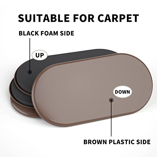 Furniture Sliders - 8 pcs-9 1/2” Brown Furniture Sliders for Carpet, Furniture Pads Hardwoods Floors, Heavy Duty Movers Sliders, Reusable Furniture Moving Pads, Floor Protectors for Carpet