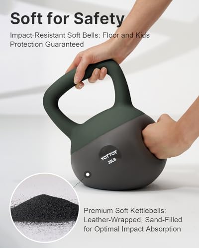 YOTTOY Soft Kettlebell, Set for Strength Training Kettlebells & Home Workouts, Soft-Sided Cushioned Base, Wide-Handle - Ideal for Men, Women, & Beginners - color: 10LB-Green