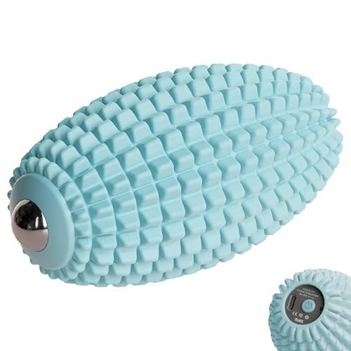 Vibrating Massage Ball for Plantar Fasciitis, Silicone Trigger Point, Myofascial Massage Ball, Deep Tissue Roller for Back, Neck, Foot, Muscle Recovery, Hip & Psoas Release Tool (Blue)