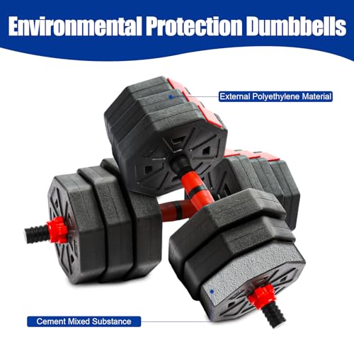 Adjustable Weights Dumbbells Set, Non-Rolling Adjustable Dumbbell Set, Free Weights Dumbbells Set Hexagon, Weights Set for Home Gym, 44 Lbs