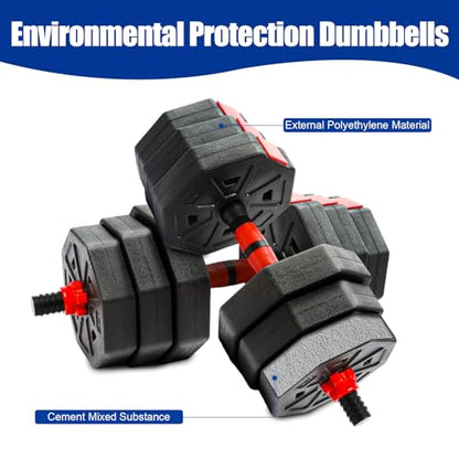 Adjustable Weights Dumbbells Set, Non-Rolling Adjustable Dumbbell Set, Free Weights Dumbbells Set Hexagon, Weights Set for Home Gym, 44 Lbs