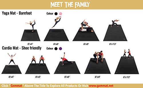 GXMMAT Large Yoga Mat 12'x6'/10'x6'/6'x8'(7mm), Extra Thick Workout Mats for Home Gym Flooring, Ultra Comfortable Non-Slip Quick Resilient Barefoot Wide Exercise Mat for Pilates, Stretching,Meditation