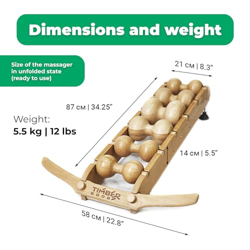 RIZONE 6-Rollers Massager for Back, Spine, Neck, Body and Legs Pain Relief – Wood Therapy Massage Tools
