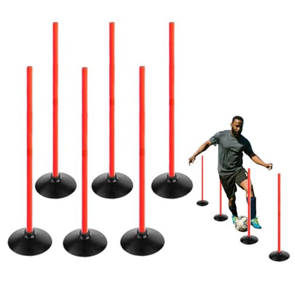 TNZMART 3.3FT Training Agility Poles Detachable Soccer Training Sticks Multi-Purpose Slalom Boundary Poles with Rubber Bases - color: Orange