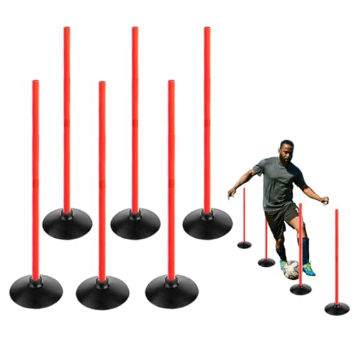 TNZMART 3.3FT Training Agility Poles Detachable Soccer Training Sticks Multi-Purpose Slalom Boundary Poles with Rubber Bases - color: Orange