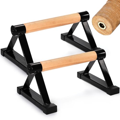 TOPZEA Wood Parallettes, Steel Push Up Bars for Calisthenics, 600 lbs