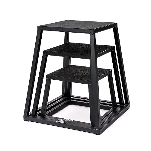 Rage Fitness Steel Plyo Box 12-18-24 Inch High Anti-Slip Pre-Assembled Plyometric Jump Box for Home Gym Conditioning and Strength Training (Sold Individually) Plyometric Platform Step