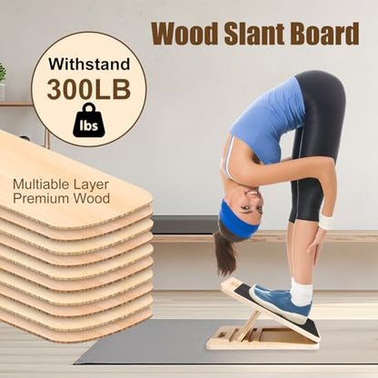 Slant Board for Calf Stretching, 4 Position Adjustable Incline Board for Calf Stretcher, Calf & Hamstring Flexibility, Non-Slip Surface, 350 lbs Balance Board for Home, Gym, Office