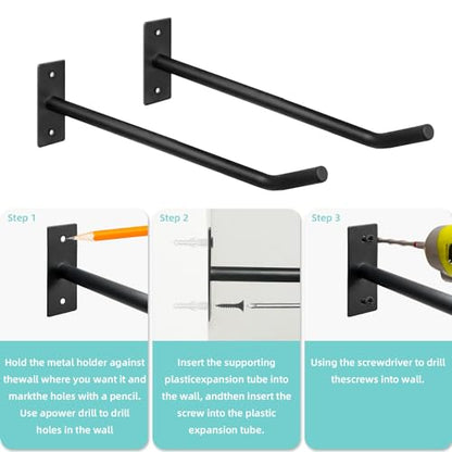 Metal Exercise Ball Holder Wall Mount(Set of 2),Black Yoga Ball Stand Holder,Stability Ball Holder for Yoga Balls in Home Gym or Studio