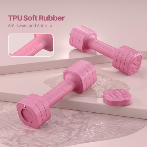 Zempox Adjustable Dumbbell Set, 4 in 1 Free Weight Dumbbell Set for Women, Hand Weight for Women at Home, Each 2lb 3lb 4lb 5lb with TPU Soft Rubber Handle for Home Gym Aquatic Fitness Equipment,Purple - color: Pink