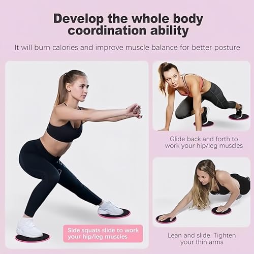 Core Sliding Discs - Dual Sided Workout Sliders for Carpet & Hardwood Floor - Home Ab Pads Exercise Equipment Fitness Sliders for Women and Men