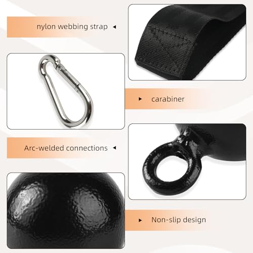 Non-Slip Iron Pull Up Grips and Cannonball Handles,3-Length Straps & Carabiners, Grip Strength Trainer for Pull-Up Bar, Dead Hangs, Forearm & Hand Training, Home Gym Gear - size: 70mm