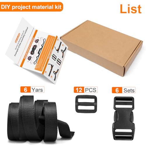 BEYOURD 3/4" Buckles and Straps Set: 6 Yards of Thick Nylon Webbing, 6-Pack Quick Side Release Adjustable Plastic Buckles, 12 Tri-Glide Slide Clips(3/4 Inch Combo Set) - style: 3/4" Combo Set