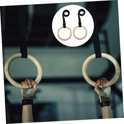 Toyvian Wooden Gymnastic Rings with Adjustable Straps for Indoor Strength Training Durable Bodyweight Exercise Equipment for Home Workouts Portable Workout Gear for Pull Ups and Dips