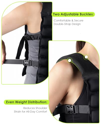 Water-Filled Weighted Vest for Women & Men, 0-23lb Adjustable Weight Vest for Walking, Running, Fitness & Strength Training, Odor-Free & Washable Workout Vest with Even Weight Distribution for Summer - size: M (Adjustable 1-13 lbs)