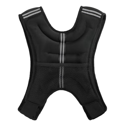Weighted Vest for Running with Reflective Stripes and Adjustable Straps for Men & Women Fitness, Workout, Training, and Weight Loss, Black