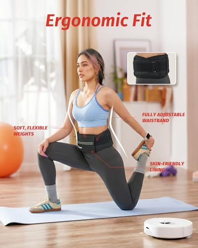 ZELUS Weighted Belt, Z-Fit Adjustable Weighted Belt for Men Women with Removable Silicone Soft Iron Blocks, Waist Adjustable Waistband for Training Walking Yoga