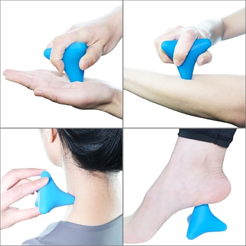Manual Trigger Point Massage Tool. Small Massager Ball for Deep Tissue Myofascial Release Physical Therapy Foot Plantar Fasciitis Pain Relief Muscle Knot Psoas Hip Flexor Iliacus Release 3×2.6″(Blue) - color: Blue