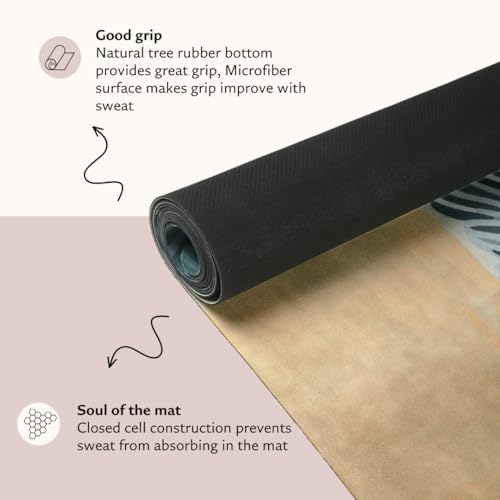 Shakti Warrior Natural Rubber Foldable Travel Yoga mat - Premium Printed Natural Eco-friendly Non-Slip Mat Great for Hot Yoga, Pilates, Workouts ( 72 inch x 24 inch x 1mm thick ) Wanderlust - Travel Edition