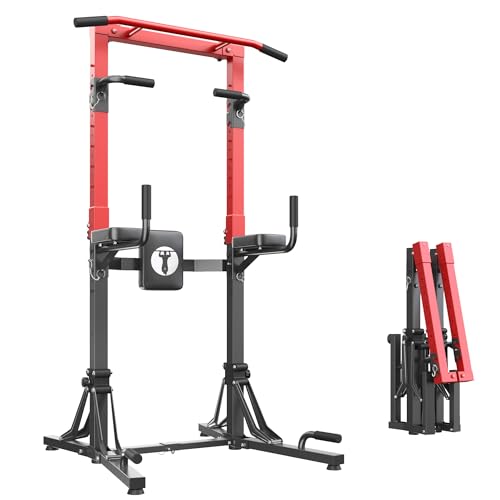 SogesPower Foldable Power Tower Pull Up Bar Station,FreeStanding Dip Bar