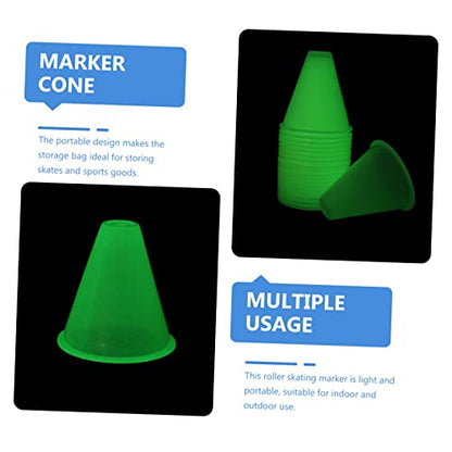 20-Piece Glow-in-The-Dark Roller Skating Training Cones Set Carry Bag Anti-Wind Road Markers for Sports Agility Drills and Obstacle Courses