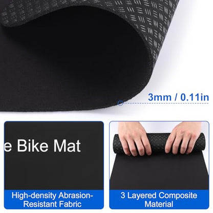 TOBWOLF Non-Slip Mat Compatible with Peloton Bike, Concept 2 Rowing Machine - color: 3MM Bike Mat