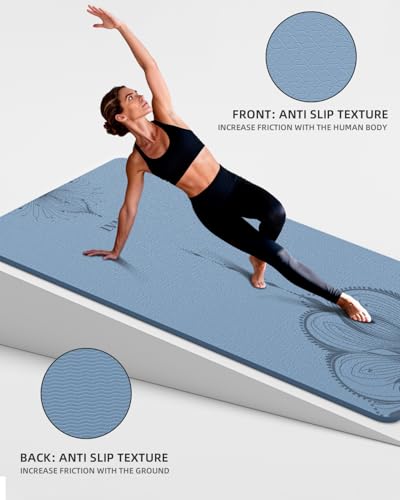 Large Yoga Mat (75.5"x47.6"x0.4"）Extra Wide & Thick 10mm | Non-Slip Exercise Mat, High-Density TPE Mat for Yoga Pilates & Home Gym Workouts