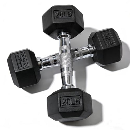 Hex Dumbbell Set – 5lb to 90lb Rubber Coated Hex Dumbbell, Heavy Duty Weights for Home Gym, Strength Training, Men and Women (Single or Pair Options Available) - color: 20 lb Pair