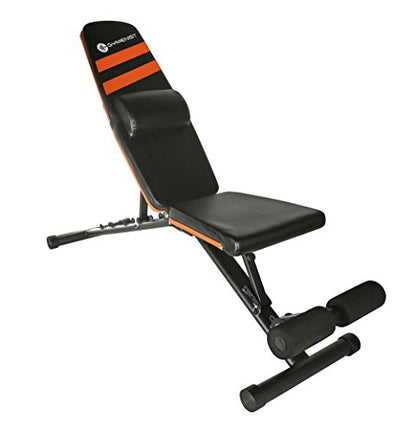 Exercise Bench Adjustable Foldable Compact Workout Weight Bench Easy To Carry NO ASSEMBLY NEEDED, Black-Orange (FOLD-110B)