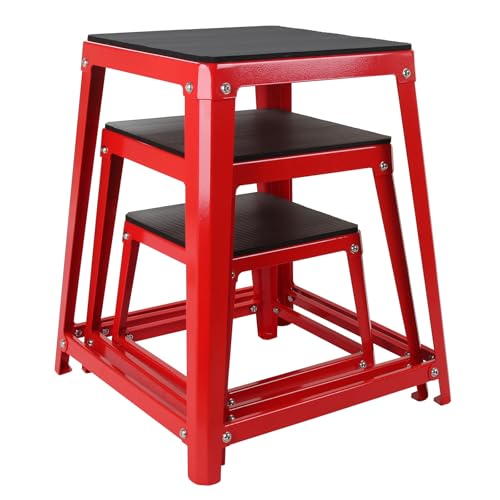 Plyometric Boxes for Jumping - color: Red, size: 12/18/24 inch