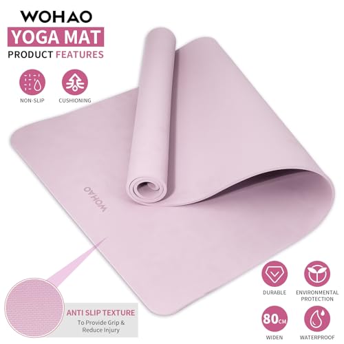 Extra Wide & Thick 8mm Yoga Mat, 72"x31.5" - color: Purple