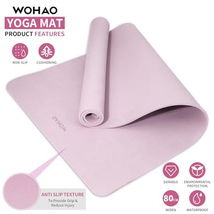 Extra Wide & Thick 8mm Yoga Mat, 72"x31.5" - color: Purple