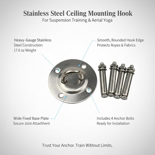Stainless Steel Ceiling Mounting Hook for Suspension Training (1 PC)