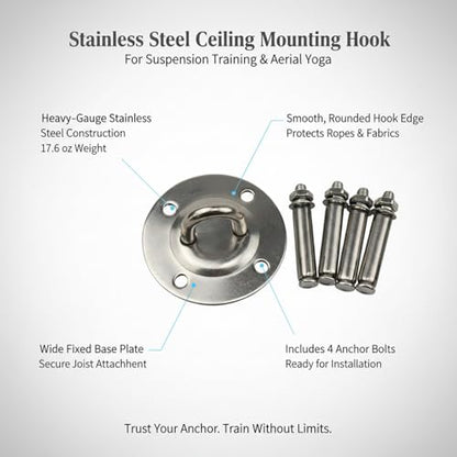 Stainless Steel Ceiling Mounting Hook for Suspension Training (1 PC)