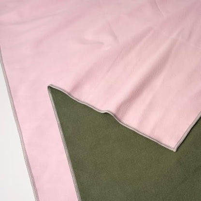 Eunzel Hot Yoga Towel, Reversible Two-Tone Non-Slip Yoga Mat Towel, Sweat Absorbent for Hot Yoga, Pilates and Workout, 72" x 26.5", Army Green& Pink - color: Army Green& Pink