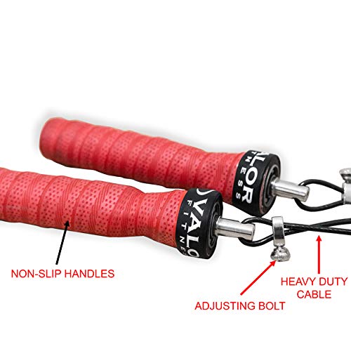 Valor Fitness Adjustable Speed Rope - Speed Jump Rope with Ball Bearings and Non-Kinking Cable – Ideal for Cross Training and Other High Intensity Workouts with Skipping Rope - style: 2.5mm Cable