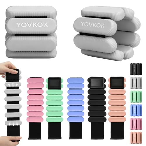 Wrist Weights, Silicone Adjustable Ankle Weights for Women Men - Strengthen Arms and Legs Ideal for for Home Gym Workout, Running, Yoga, Pilates, Barre, Exercise, Strength Training - color: Gray, size: 2 lbs Pair (1lb Each)