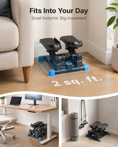 MERACH New 3-in-1 Stair Climber, Mini Steppers for Exercise at Home with Large Stride & Shock Pad Design, with Resistance Bands for Full Body Workout, 330 LBS Capacity Exercise Equipment