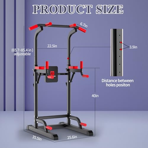 K KINGKANG Pull Ups Dip Station, Power Tower for Home Gym Fitness Exercise - color: Dark gray