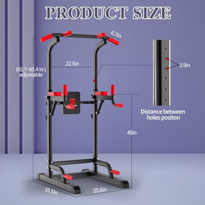 K KINGKANG Pull Ups Dip Station, Power Tower for Home Gym Fitness Exercise - color: Dark gray