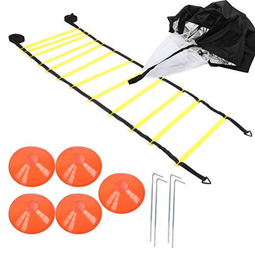 Agility Ladder, Speed Training Equipment Set, Speed Ladder with 19.7 Feet Steps, Football Cones, Running Umbrella,