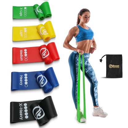 Resistance Bands for Working Out, Exercice Bands Set with 5 Different Levels for Physical Therapy, Elastic Bands with Instruction Guide and Carry Bag for Indoor & Outdoor Fitness