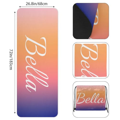 Custom Name Yoga Mat,Personalized Travel Yoga Exercise Mat,Non Slip,Perfect for Kids & Adults,Gradient Color D Series - color: Style 14