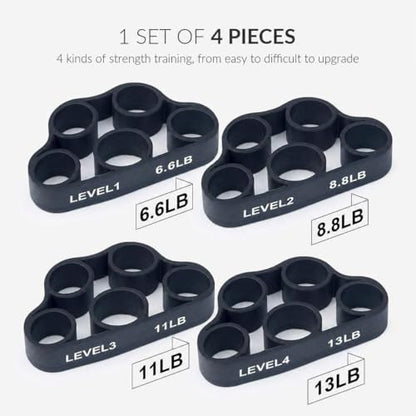 4 Pack Hand Exerciser Grip Strengthener, Finger Stretcher Hand Grip Resistance Bands Hand Strengthener Hand Strengthening Forearm Exerciser for Arthritis - color: Black