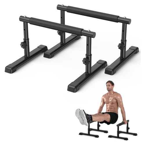 IMAYCC Push Up Bar, Adjustable 7.5" and 10.6" High Parallettes Bars & Dip Bar With Full-Cover Foam Grips, No Wobbling Calisthenics Equipment For Handstand, L-Sit, Gymnastics, Strength Training Home Gym - color: A