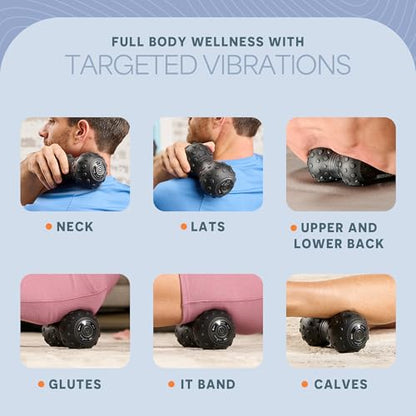 Lifepro 4-Speed Vibrating Massage Ball - Peanut Massager Combines a Lacrosse Ball with Vibrating Foam Roller | Vibration Roller for Recovery, Mobility & Deep Tissue Trigger Point Therapy (Black)