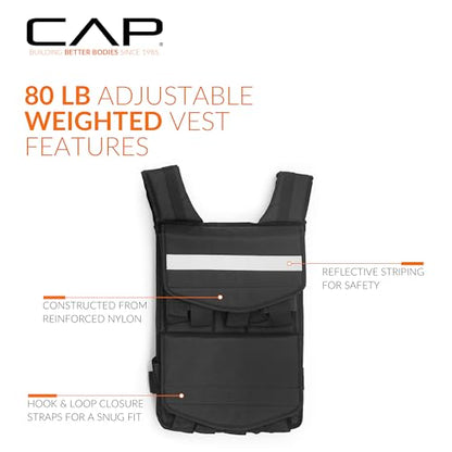 CAP Adjustable Weighted Vest 20–150 lbs for Strength Training, Running & Workouts, Weight Vest for Men & Women, Fitness Training Vest - style: 80lbs