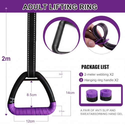 Gymnastic Rings, Gymnastic Rings Equipment, Pull-up Gymnastic Rings, Home Gymnastic Rings no-Punch bar Lanyard for Training Workouts - color: Purple