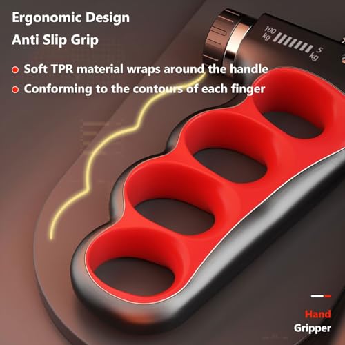 Grip Strength Trainer Forearm Strengthener, 11-221 lbs Adjustable Resistance, Automatic Counting, Ergonomic Design, Ideal Device for Grip Strengthening, Arthritis Relief, Hand Physical Therapy & Rehab